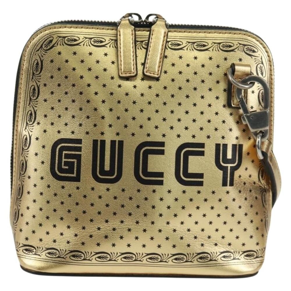 Gucci Leather Shoulder Bag Gold